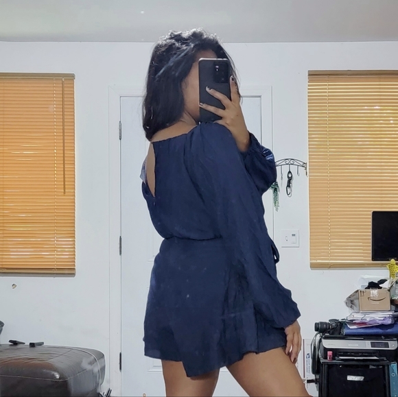 IN THE COSMOS NAVY BLUE TIE BACK ROMPER - Picture 2 of 16